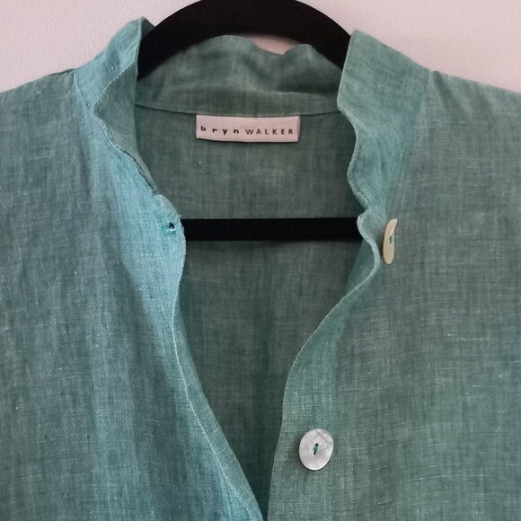 BRYN WALKER turquoise linen oversized jacket - Picture 4 of 9